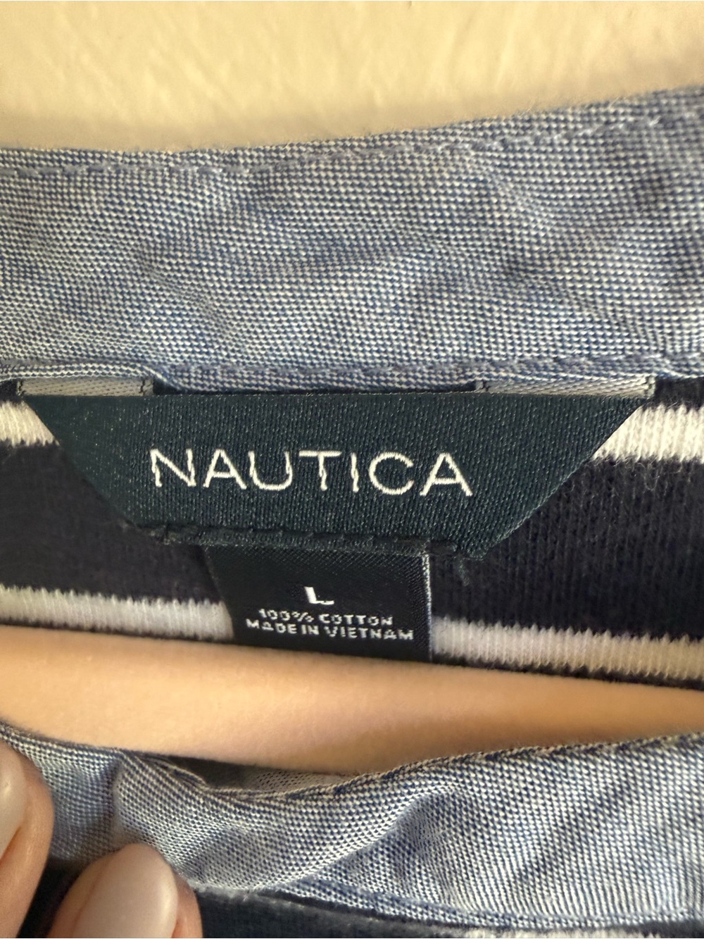 Nautica Navy and White Striped 3/4 Bell-Sleeve Top - Picture 4 of 8